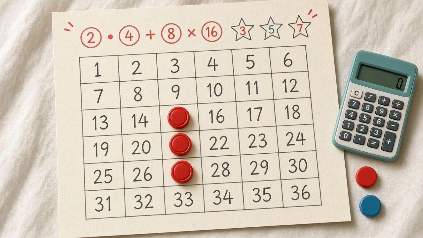 Homemade noughts and crosses number grid for estimating big multiplications